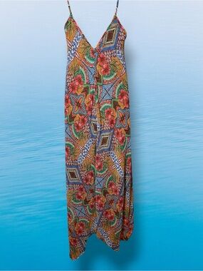 Just Taylor Colorful Floral Print a Handkerchief Hem Slip Dress Size 8